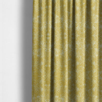 Mica Designer Fabrics Semi Plain Abstract Pattern Chenille Upholstery Fabric In Yellow Colour CTR-392 - Made To Measure Curtains