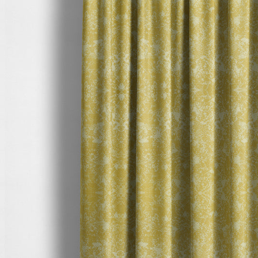 Mica Designer Fabrics Semi Plain Abstract Pattern Chenille Upholstery Fabric In Yellow Colour CTR-392 - Made To Measure Curtains