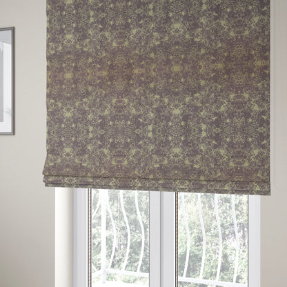 Mica Designer Fabrics Semi Plain Abstract Pattern Chenille Upholstery Fabric In Purple Colour CTR-395 - Roman Blinds