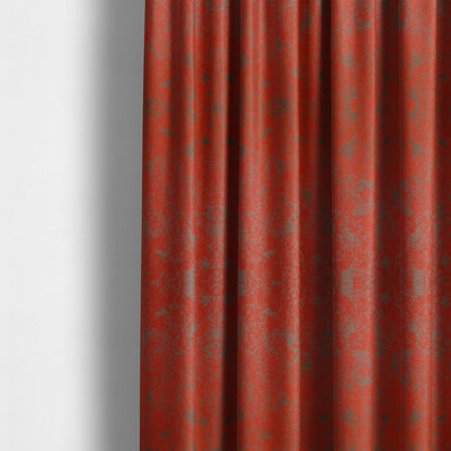 Mica Designer Fabrics Semi Plain Abstract Pattern Chenille Upholstery Fabric In Red Colour CTR-397 - Made To Measure Curtains