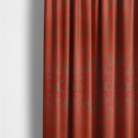 Mica Designer Fabrics Semi Plain Abstract Pattern Chenille Upholstery Fabric In Red Colour CTR-397 - Made To Measure Curtains