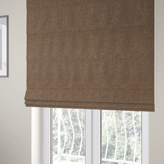 Astro Textured Basket Weave Plain Brown Bronze Colour Upholstery Fabric CTR-40 - Roman Blinds