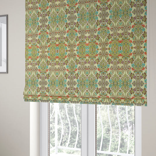 Komkotar Fabrics Rich Detail Floral Damask Upholstery Fabric In Cream Colour CTR-400 - Roman Blinds