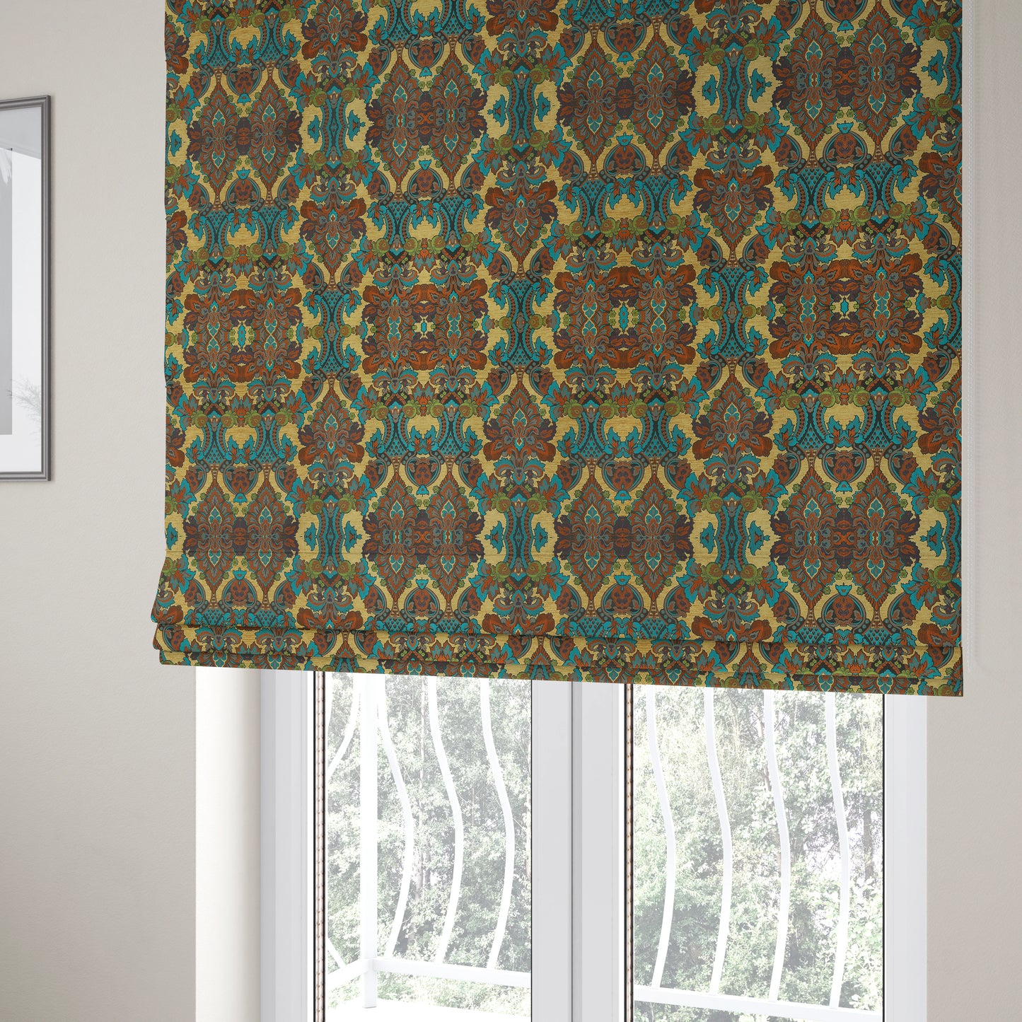 Komkotar Fabrics Rich Detail Floral Damask Upholstery Fabric In Beige Colour CTR-401 - Roman Blinds