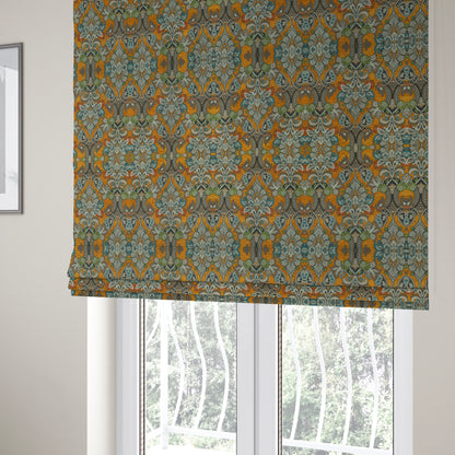 Komkotar Fabrics Rich Detail Floral Damask Upholstery Fabric In Orange Colour CTR-402 - Roman Blinds