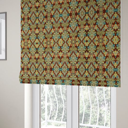 Komkotar Fabrics Rich Detail Floral Damask Upholstery Fabric In Rustic Colour CTR-404 - Roman Blinds