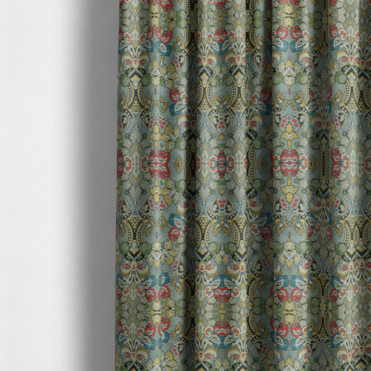 Komkotar Fabrics Rich Detail Floral Damask Upholstery Fabric In Grey Colour CTR-406 - Made To Measure Curtains