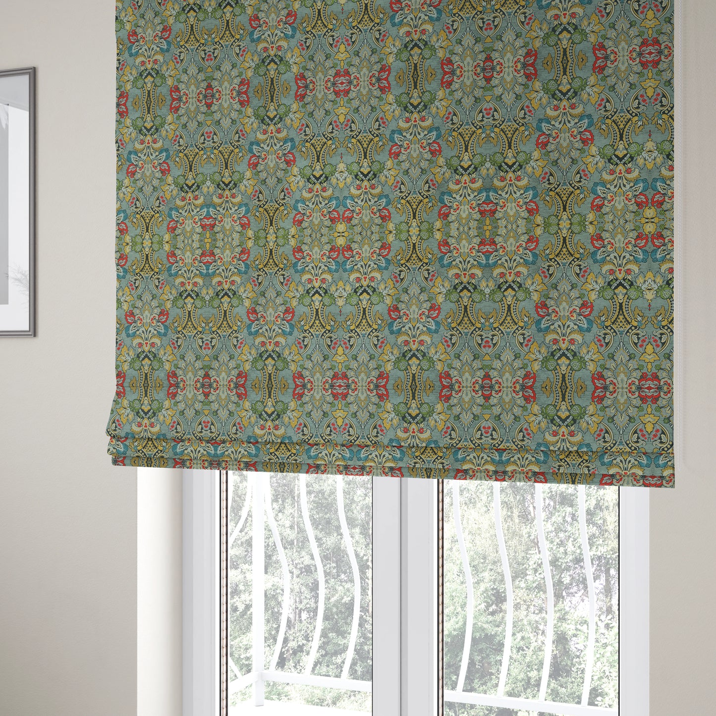 Komkotar Fabrics Rich Detail Floral Damask Upholstery Fabric In Grey Colour CTR-406 - Roman Blinds