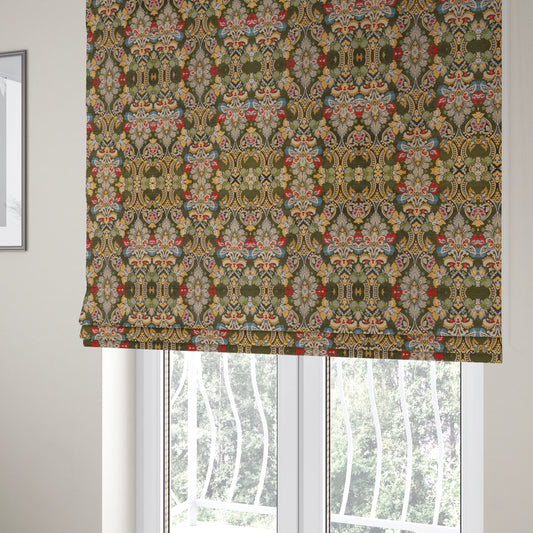 Komkotar Fabrics Rich Detail Floral Damask Upholstery Fabric In Green Colour CTR-407 - Roman Blinds