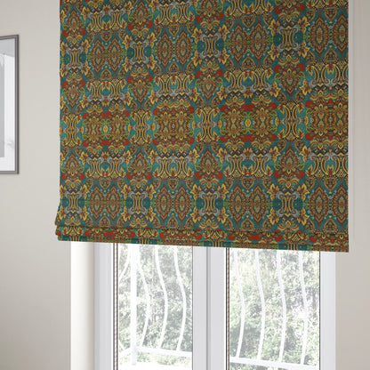 Komkotar Fabrics Rich Detail Floral Damask Upholstery Fabric In Blue Colour CTR-408 - Roman Blinds