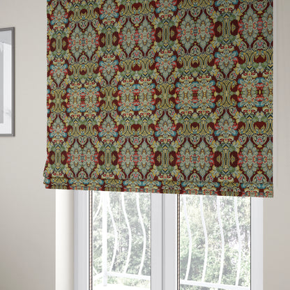 Komkotar Fabrics Rich Detail Floral Damask Upholstery Fabric In Red Colour CTR-411 - Roman Blinds