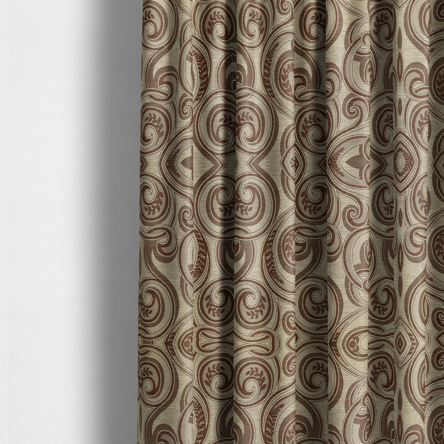 Ketu Collection Of Woven Chenille Floral Brown Colour Furnishing Fabrics CTR-424 - Made To Measure Curtains