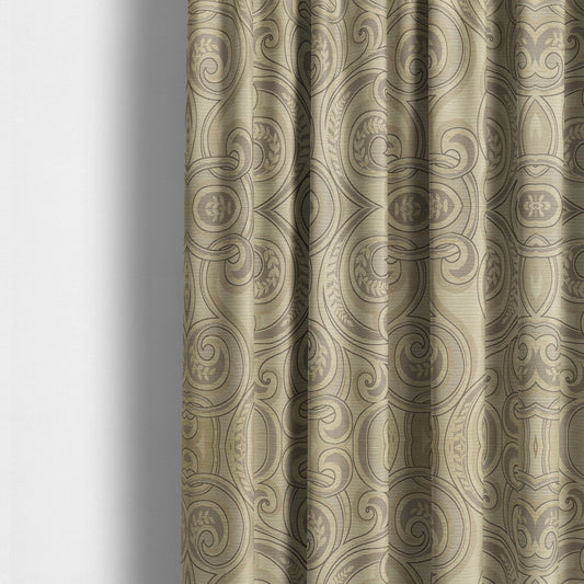 Ketu Collection Of Woven Chenille Floral Beige Colour Furnishing Fabrics CTR-427 - Made To Measure Curtains