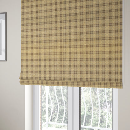 Ketu Collection Of Woven Chenille Checked Tartan Beige Colour Furnishing Fabrics CTR-428 - Roman Blinds