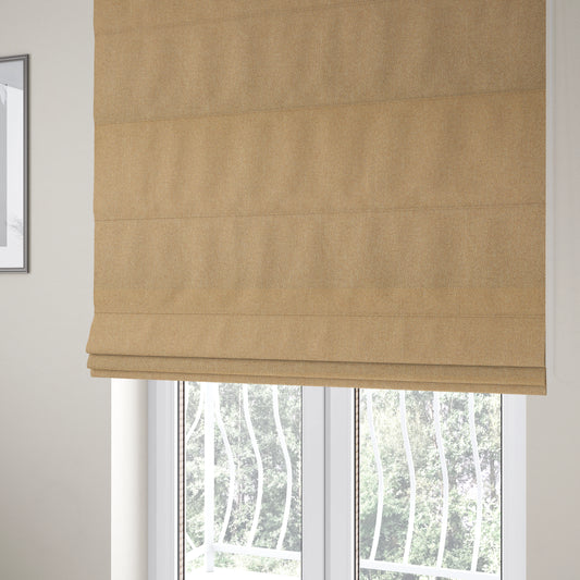 Astro Textured Basket Weave Plain Gold Colour Upholstery Fabric CTR-43 - Roman Blinds