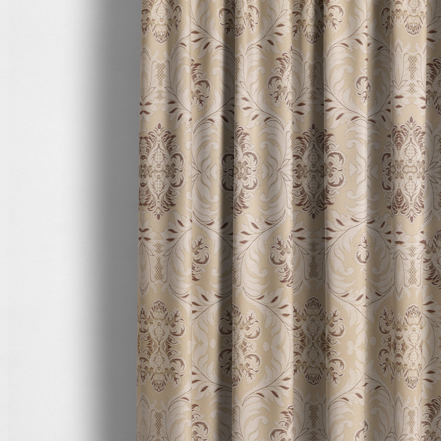 Sultan Collection Damask Floral Pattern Gold Shine Effect Brown Colour Upholstery Fabric CTR-430 - Made To Measure Curtains