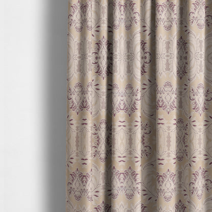 Sultan Collection Damask Floral Pattern Silver Shine Effect Purple Colour Upholstery Fabric CTR-431 - Made To Measure Curtains