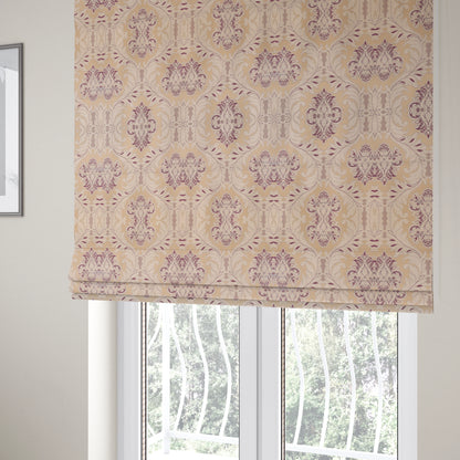 Sultan Collection Damask Floral Pattern Silver Shine Effect Purple Colour Upholstery Fabric CTR-431 - Roman Blinds