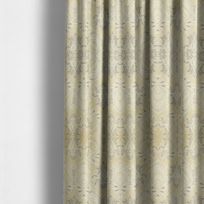 Sultan Collection Damask Floral Pattern Silver Shine Effect Colour Upholstery Fabric CTR-432 - Made To Measure Curtains