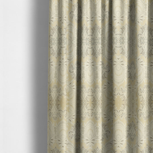 Sultan Collection Damask Floral Pattern Silver Shine Effect Colour Upholstery Fabric CTR-432 - Made To Measure Curtains