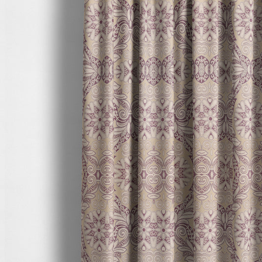 Sultan Collection Damask Floral Pattern Silver Shine Effect Purple Colour Upholstery Fabric CTR-433 - Made To Measure Curtains