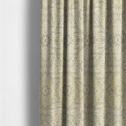 Sultan Collection Damask Floral Pattern Silver Shine Effect Colour Upholstery Fabric CTR-434 - Made To Measure Curtains