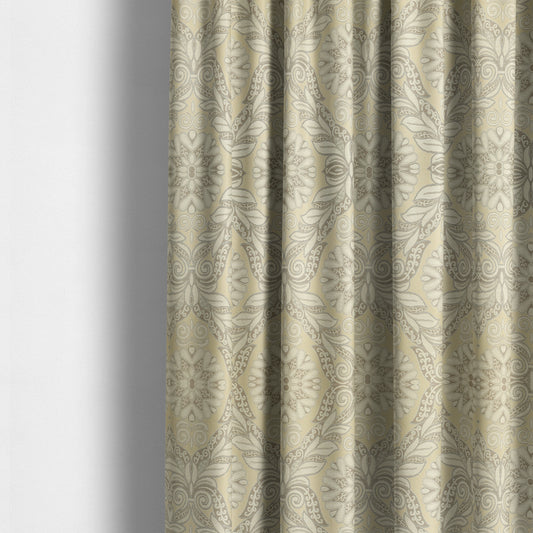 Sultan Collection Damask Floral Pattern Silver Shine Effect Colour Upholstery Fabric CTR-434 - Made To Measure Curtains