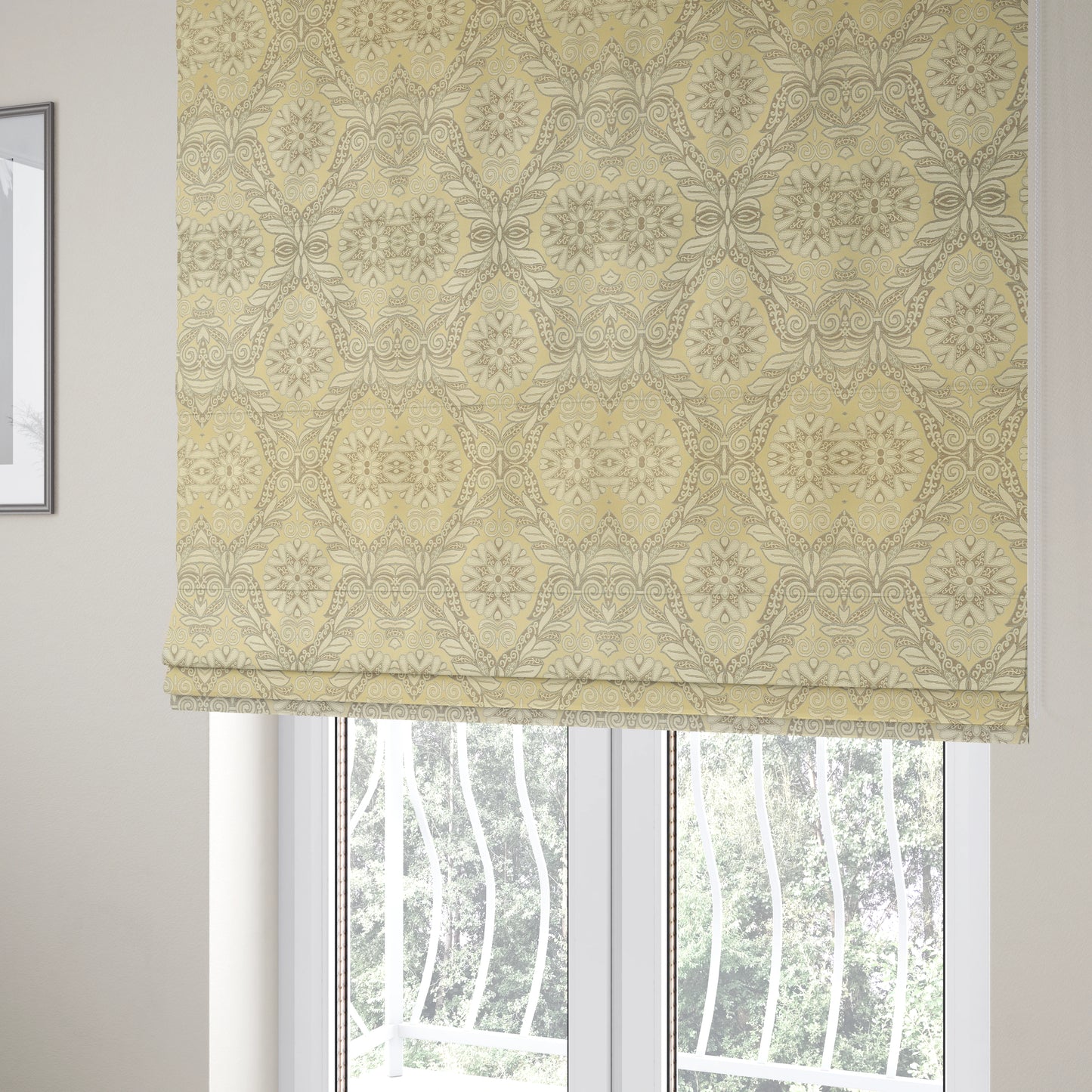 Sultan Collection Damask Floral Pattern Silver Shine Effect Colour Upholstery Fabric CTR-434 - Roman Blinds