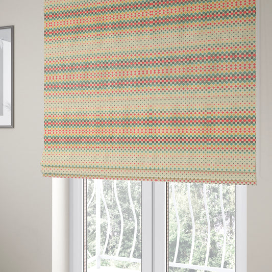 Zenith Collection In Smooth Chenille Finish Multi Coloured Polka Square Geometric Pattern Upholstery Fabric CTR-436 - Roman Blinds