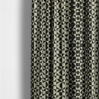 Freedom Printed Velvet Fabric Black White Geometric Modern Pattern Upholstery Fabric CTR-442 - Made To Measure Curtains