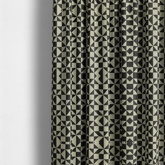 Freedom Printed Velvet Fabric Black White Geometric Modern Pattern Upholstery Fabric CTR-442 - Made To Measure Curtains