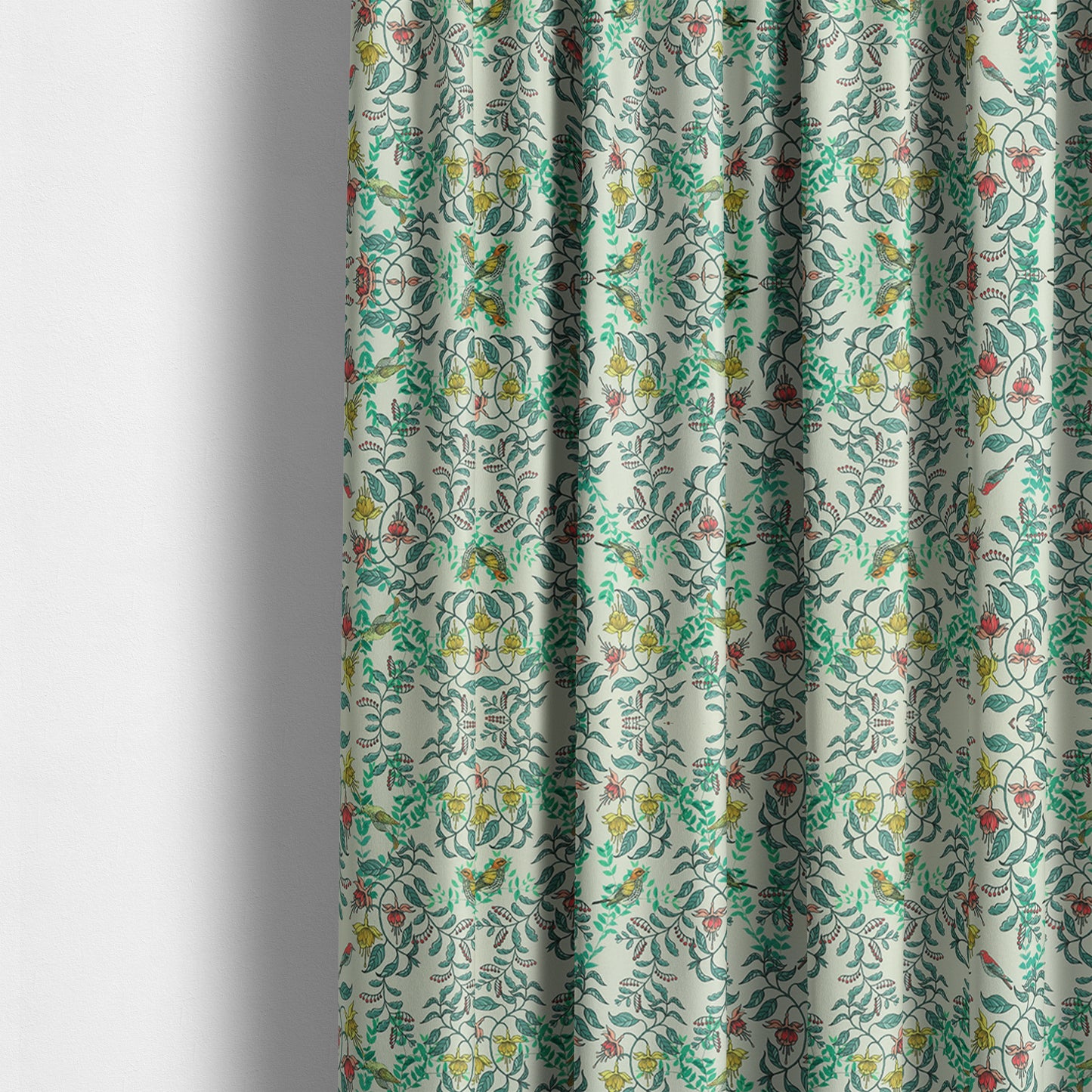 Freedom Printed Velvet Fabric Birds Tree Leafs Green Pattern Upholstery Fabrics CTR-443 - Made To Measure Curtains