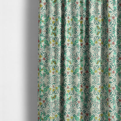 Freedom Printed Velvet Fabric Birds Tree Leafs Green Pattern Upholstery Fabrics CTR-443 - Made To Measure Curtains