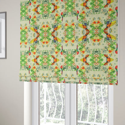 Freedom Printed Velvet Fabric Colourful Parrot Jungle Pattern Upholstery Fabric CTR-446 - Roman Blinds