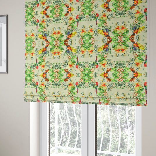 Freedom Printed Velvet Fabric Colourful Parrot Jungle Pattern Upholstery Fabric CTR-446 - Roman Blinds