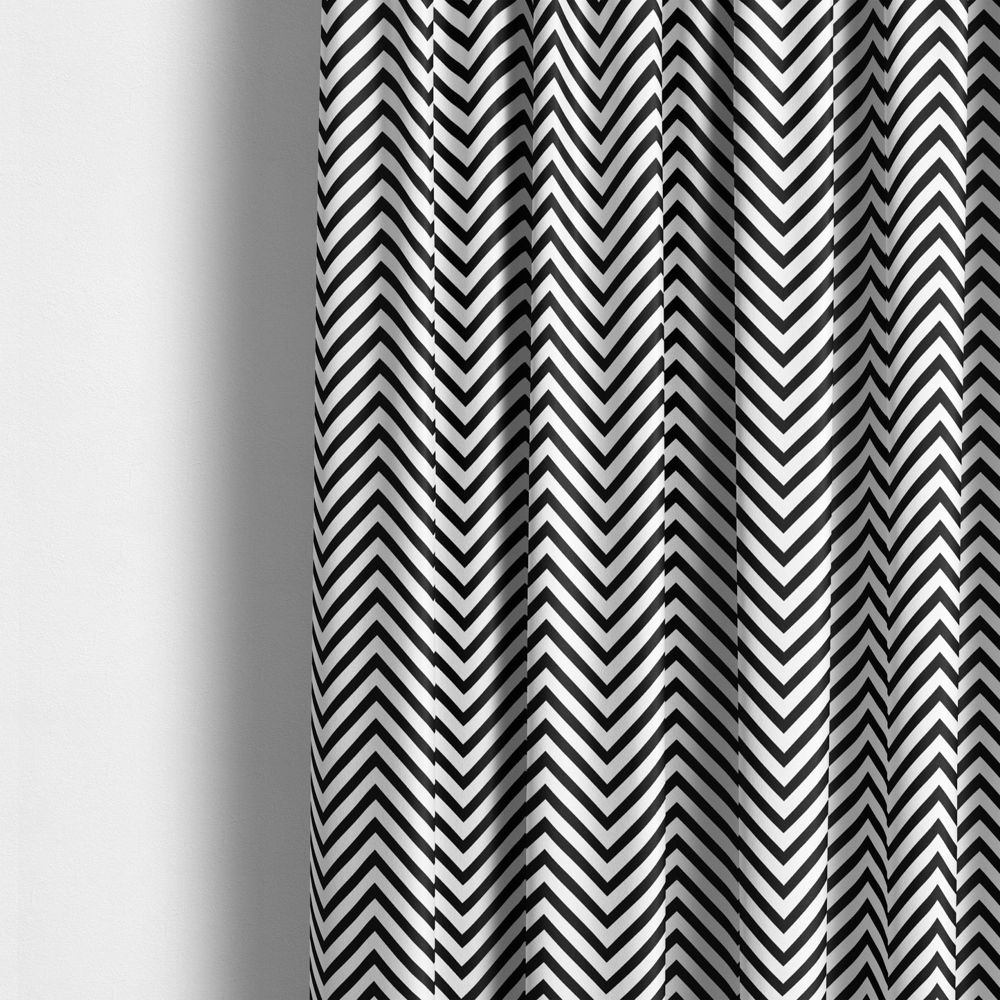 Freedom Printed Velvet Fabric Black White Chevron Stripe Pattern Upholstery Fabrics CTR-449 - Made To Measure Curtains