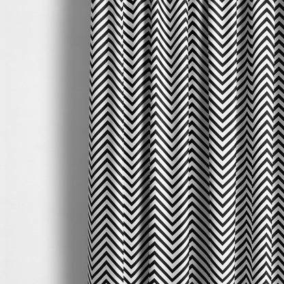 Freedom Printed Velvet Fabric Black White Chevron Stripe Pattern Upholstery Fabrics CTR-449 - Made To Measure Curtains