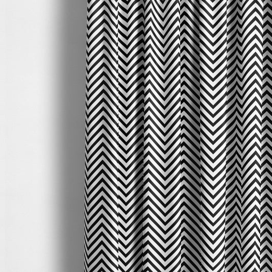 Freedom Printed Velvet Fabric Black White Chevron Stripe Pattern Upholstery Fabrics CTR-449 - Made To Measure Curtains