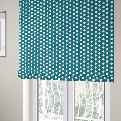 Freedom Printed Velvet Fabric Blue White Dotted Spots Pattern Upholstery Fabrics CTR-450 - Roman Blinds