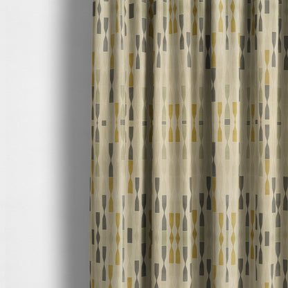 Freedom Printed Velvet Fabric Green Beige Hour Glass Modern Pattern Upholstery Fabrics CTR-453 - Made To Measure Curtains