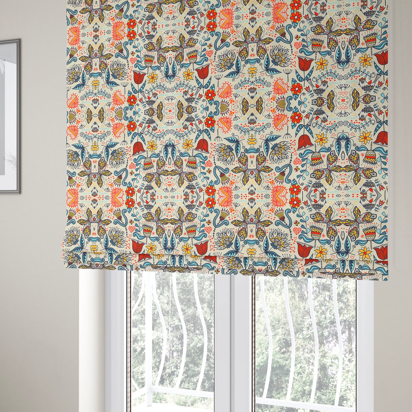 Freedom Printed Velvet Fabric Colourful Artistic New Modern Pattern Upholstery Fabric CTR-460 - Roman Blinds