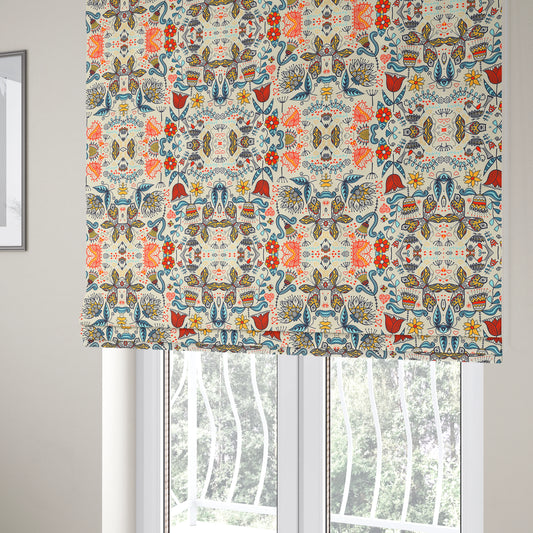 Freedom Printed Velvet Fabric Colourful Artistic New Modern Pattern Upholstery Fabric CTR-460 - Roman Blinds