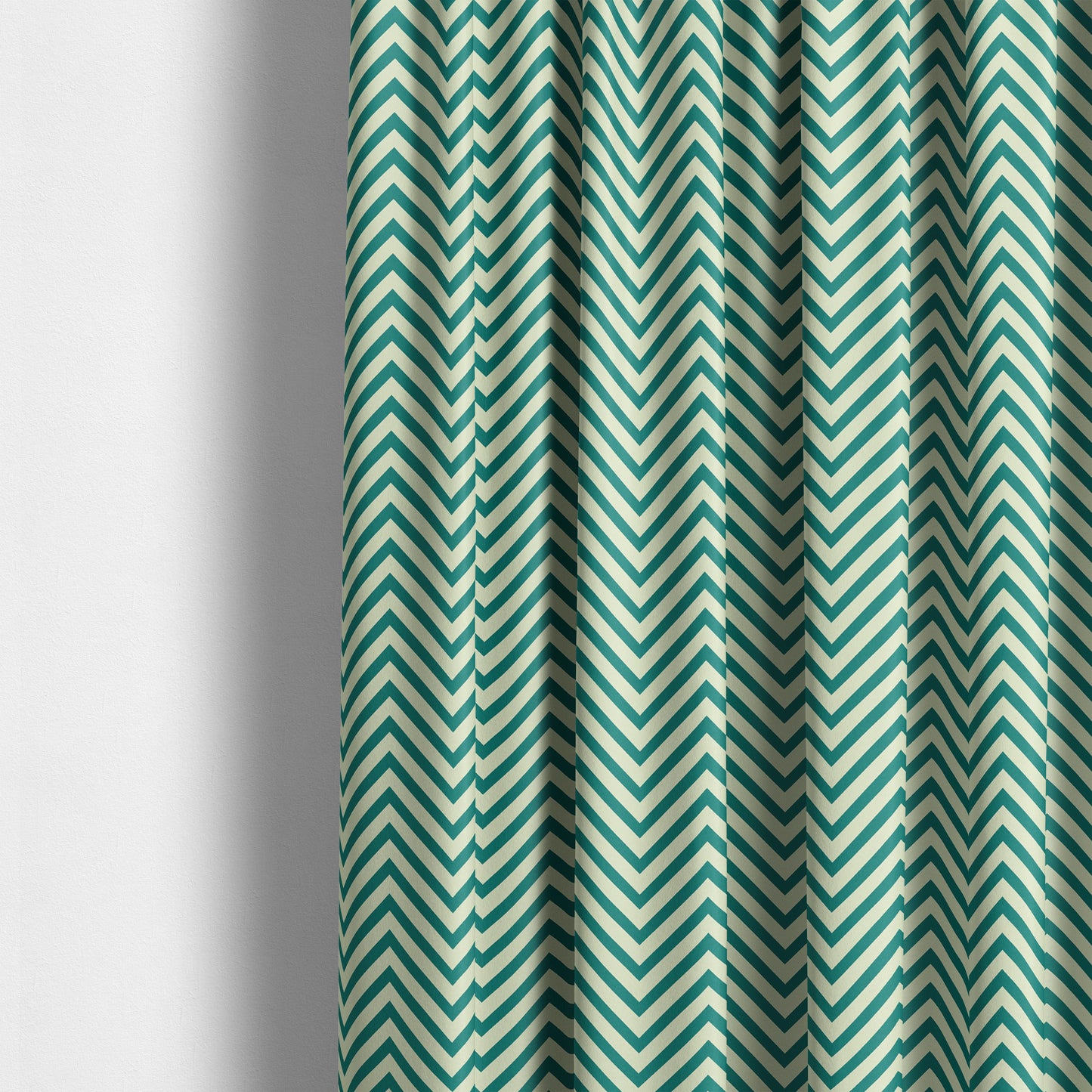 Freedom Printed Velvet Fabric Teal White Chevron Stripe Pattern Upholstery Fabric CTR-469 - Made To Measure Curtains