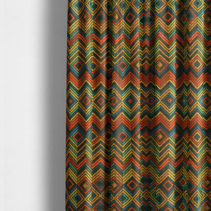 Freedom Printed Velvet Fabric Chevron Diamond Colourful Pattern Upholstery Fabric CTR-471 - Made To Measure Curtains