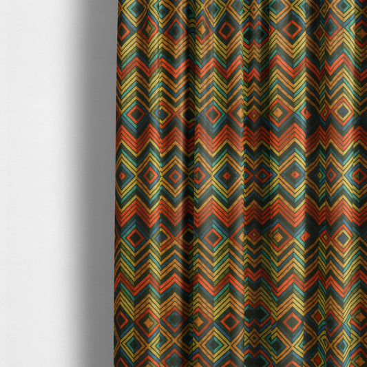 Freedom Printed Velvet Fabric Chevron Diamond Colourful Pattern Upholstery Fabric CTR-471 - Made To Measure Curtains