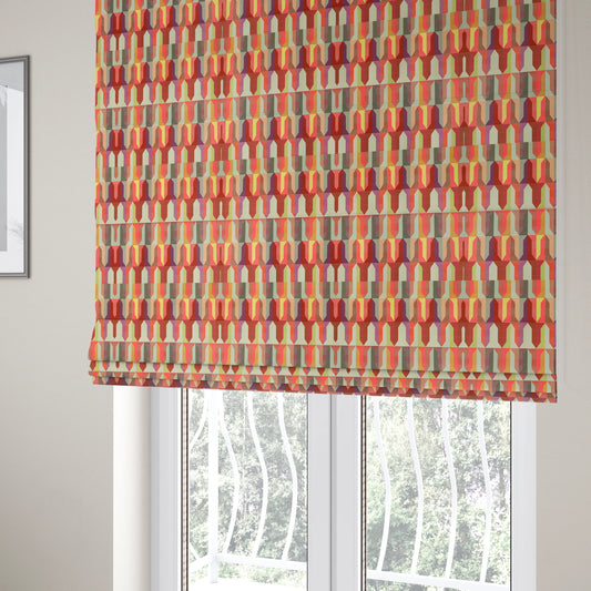 Freedom Printed Velvet Fabric Colourful Lipstick Diamond Shape Pattern Upholstery Fabrics CTR-478 - Roman Blinds