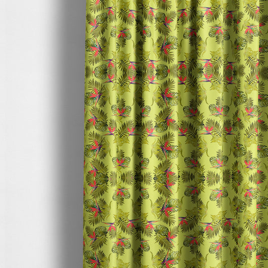 Freedom Printed Velvet Fabric Yellow Pink Jungle All Floral Pattern Upholstery Fabrics CTR-485 - Made To Measure Curtains