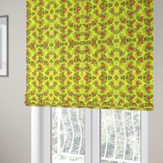 Freedom Printed Velvet Fabric Yellow Pink Jungle All Floral Pattern Upholstery Fabrics CTR-485 - Roman Blinds