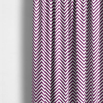 Freedom Printed Velvet Fabric Purple White Chevron Stripe Pattern Upholstery Fabrics CTR-488 - Made To Measure Curtains