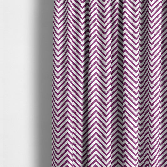 Freedom Printed Velvet Fabric Purple White Chevron Stripe Pattern Upholstery Fabrics CTR-488 - Made To Measure Curtains